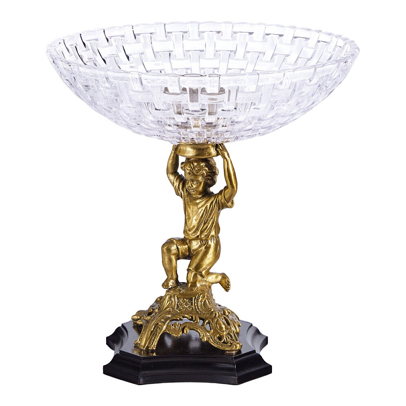 Чаша для фруктов с подножием в виде ангела Eden Garden Бронза Прозрачный в Волгограде | Loft Concept 