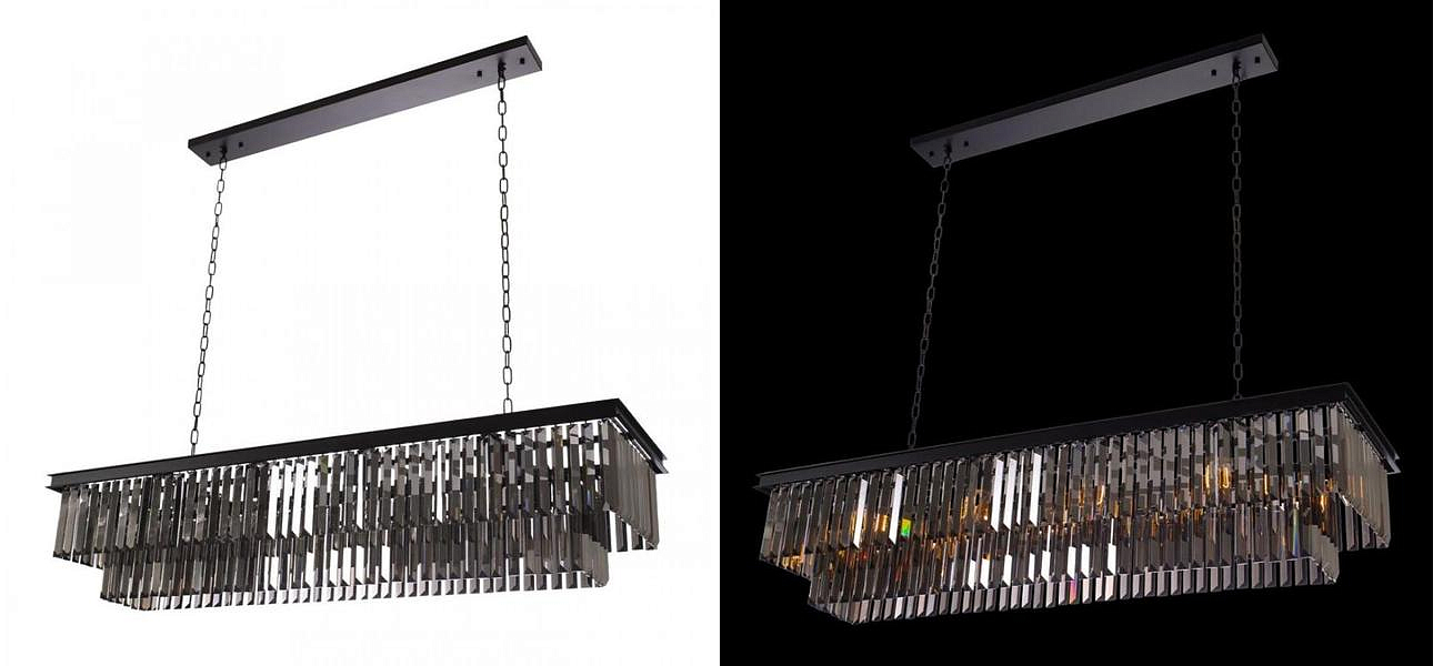 Прямоугольная Люстра RH 1920s Odeon Black iron Серое Стекло Длина 120 см Прямоугольная Люстра RH 1920s Odeon Black iron Серое Стекло Длина 120 см - Loft-Concept в Волгограде