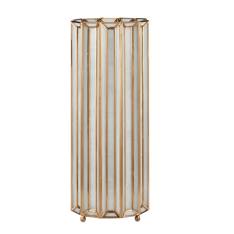 Настольная лампа в форме цилиндра фактурная Soft Glow Lamps Молочный Латунь в Волгограде | Loft Concept 