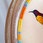 Стул бежевый в разноцветную полоску из натурального бука с изображением птиц и цветов Blooming Red Birds Colorful Stripes Chair варинант исполнения - 5 | Loft Concept в Волгограде