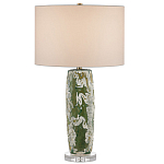 Настольная лампа керамическая с кремовым абажуром Scenic Column варинант исполнения - 4 | Loft Concept в Волгограде