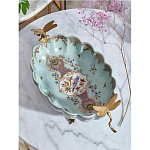 Чаша из голубого фарфора на бронзовых ножках с рисунком цветов и фигурками стрекоз Blue Garden варинант исполнения - 4 | Loft Concept в Волгограде