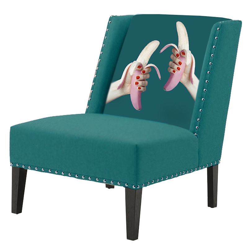 FUN Armchair Two Bananas Turquoise Дизайнерское кресло с цветным принтом Бирюзовый FUN Armchair Two Bananas Turquoise Дизайнерское кресло с цветным принтом Бирюзовый в Волгограде | Loft Concept