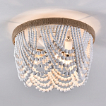 Круглый потолочный светильник с подвесками в виде круглых белых бусин White Beads Ceiling Lamp варинант исполнения - 2 | Loft Concept в Волгограде