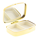 Таблетница карманная прямоугольная с 2-мя отделениями с зеркалом и накладкой из натурального камня Малахит Gold Stone Pillboxes варинант исполнения - 2 | Loft Concept в Волгограде