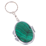 Зеркало брелок карманное двухстороннее из натурального камня Малахит Stone Mirrors варинант исполнения - 1 | Loft Concept в Волгограде