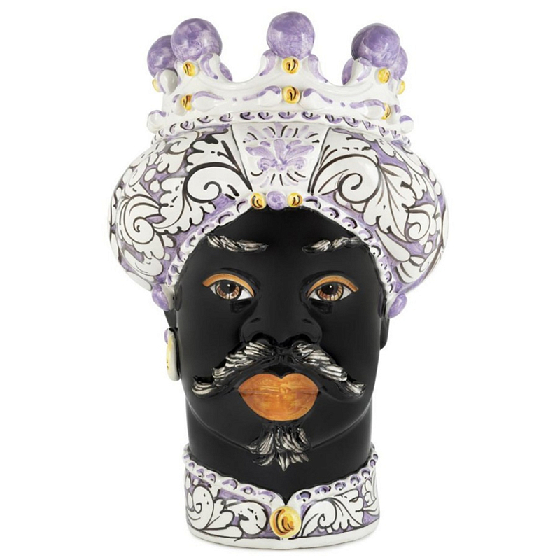 Ваза Vase Moro Man Ornate Violet Черный Фиолетовый Белый Ваза Vase Moro Man Ornate Violet Черный Фиолетовый Белый в Волгограде | Loft Concept