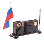 Настольный письменный набор с часами из природного камня обсидиана For the Deputy варинант исполнения - 2 | Loft Concept в Волгограде