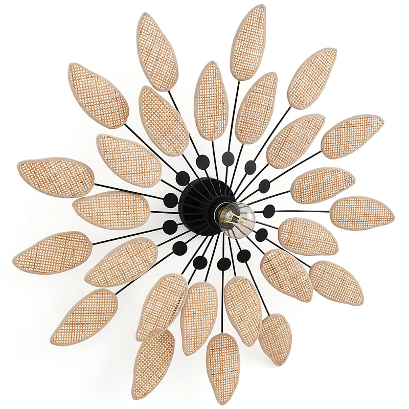 Настенный светильник с плетеным декором Wicker Leaves Wall Lamp Бежевый Черный Настенный светильник с плетеным декором Wicker Leaves Wall Lamp Бежевый Черный в Волгограде | Loft Concept