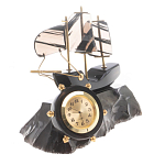 Часы настольные в виде парусника из натурального камня Обсидиан Sailboat Stone Clock варинант исполнения - 5 | Loft Concept в Волгограде