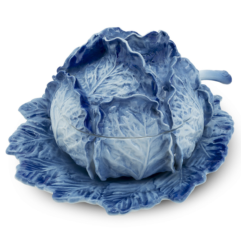 Супница SOUP BOWL CABBAGE W/PLATE D25 Blue Сапфирово-синий в Волгограде | Loft Concept 