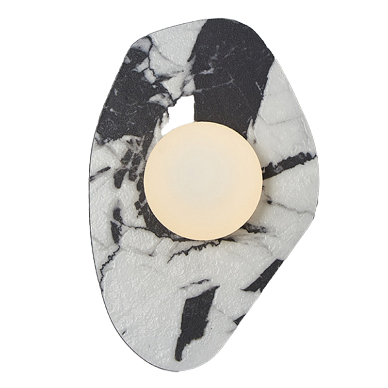 Бра с каменным черно-белым основанием и плафоном из стекла Shaw Marble Lighting Черный Белый Бра с каменным черно-белым основанием и плафоном из стекла Shaw Marble Lighting Черный Белый в Волгограде | Loft Concept