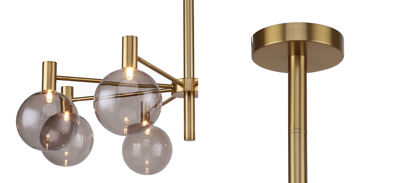 Люстра с выдувными плафонами коньячного цвета Carmella Globe Brass Люстра с выдувными плафонами коньячного цвета Carmella Globe Brass - Loft-Concept в Волгограде
