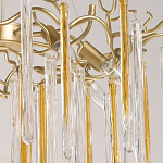 Люстра подвесная золотого цвета с разветвленными ветвями и прозрачными стеклянными подвесками Droplet Chandelier варинант исполнения - 4 | Loft Concept в Волгограде