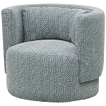 Дизайнерское мягкое кресло с круглой мягкой спинкой в голубой пестрой обивке Roux Round Armchair варинант исполнения - 1 | Loft Concept в Волгограде