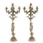 Подсвечники из бронзы на 10 свечей на подставке из камня креноид Stone Candlestick варинант исполнения - 1 | Loft Concept в Волгограде