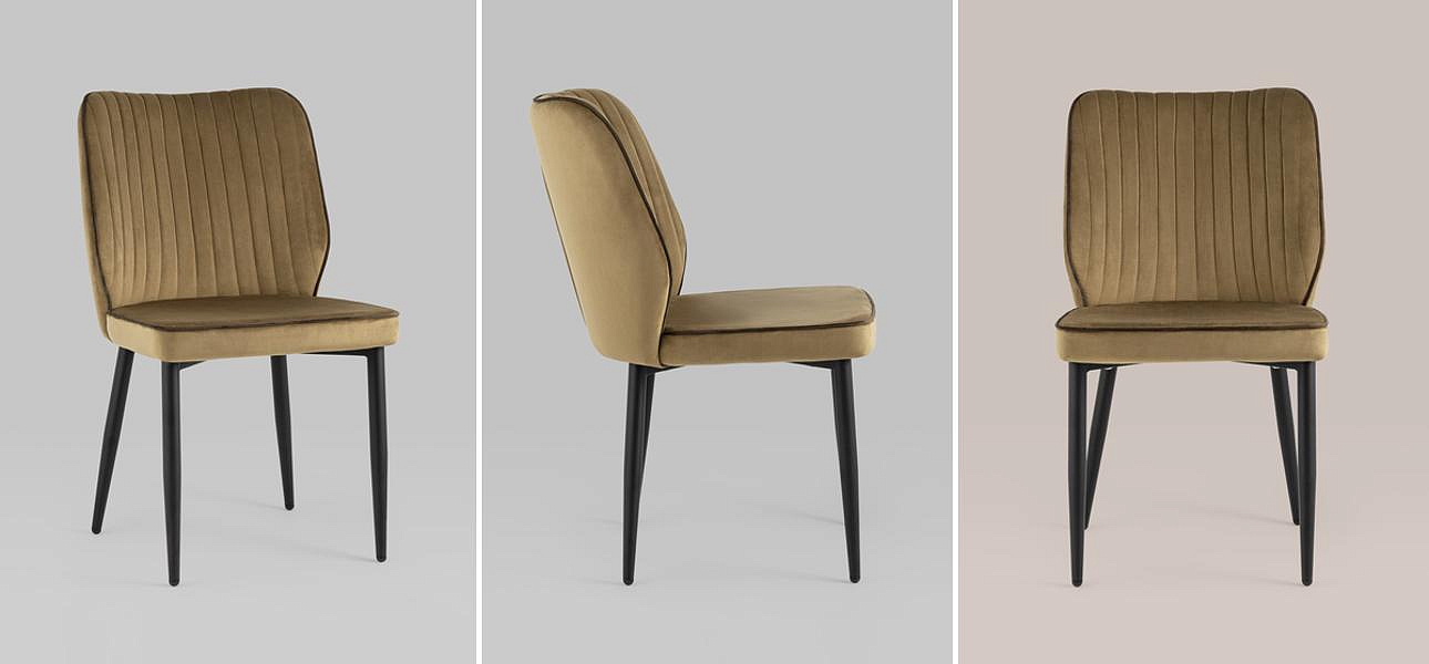 Стул Lawrence Chair Велюр Карамель Коричневый кант Стул Lawrence Chair Велюр Карамель Коричневый кант - Loft-Concept в Волгограде