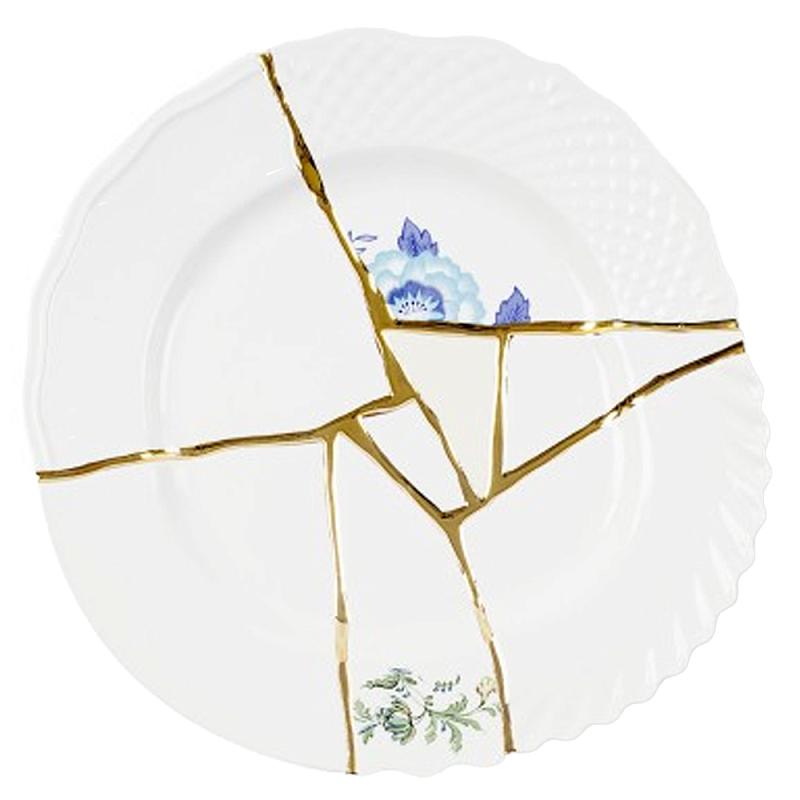 Тарелка Seletti Kintsugi II Белый Золотой Голубой Тарелка Seletti Kintsugi II Белый Золотой Голубой в Волгограде | Loft Concept