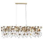 Люстра линейная с подвесками в форме монеток и золотистыми круглыми элементами из металла в виде лепестков FAIRYTREE Light варинант исполнения - 2 | Loft Concept в Волгограде