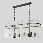 Люстра подвесная овальная со стеклянными прозрачными трубками и металлическим каркасом черного цвета Nembus варинант исполнения - 2 | Loft Concept в Волгограде