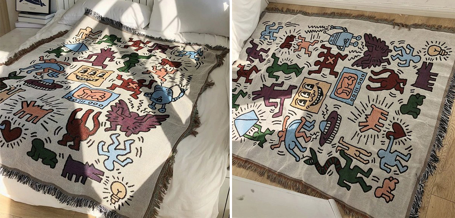Покрывало граффити Кит Харинг Keith Haring Bed Сover Покрывало граффити Кит Харинг Keith Haring Bed Сover - Loft-Concept в Волгограде