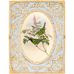 Декоративный постер с изображением птиц в раме с рельефным растительным узором Blooming Birds Poster варинант исполнения - 6 | Loft Concept в Волгограде