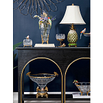 Ваза из прозрачного стекла с бронзовыми ножками и фигурками попугаев Eden Garden porcelain and bronze варинант исполнения - 5 | Loft Concept в Волгограде