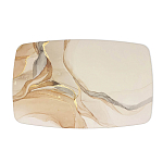 Обеденный стол с прямоугольной бежевой столешницей из стекла на 4-х деревянных ножках Beige Marble варинант исполнения - 2 | Loft Concept в Волгограде