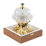 Икорница с декором "Три рыбки" с гравировкой и натуральным камнем Нефрит Decorative Cavair Dishes варинант исполнения - 2 | Loft Concept в Волгограде