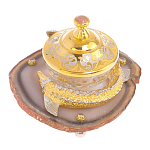 Икорница с декором "Осетр" с гравировкой на подставке из натурального камня Агат Decorative Cavair Dishes варинант исполнения - 2 | Loft Concept в Волгограде