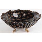 Блюдо черного цвета из фрафора на бронзовых ножках Eden Garden porcelain and bronze варинант исполнения - 1 | Loft Concept в Волгограде