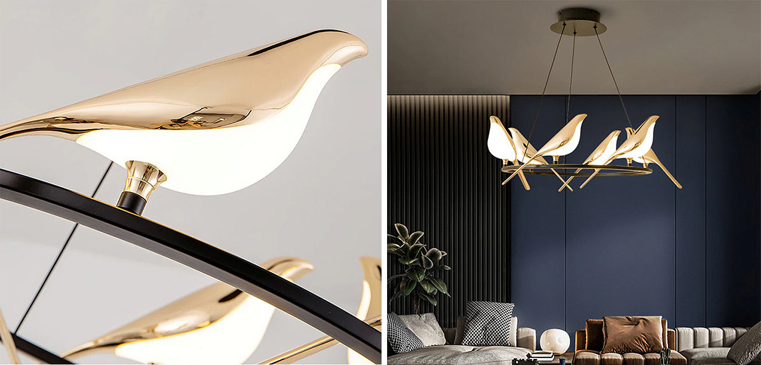 Люстра с золотыми птичками круглая NOMI Chandelier Six birds Round Люстра с золотыми птичками круглая NOMI Chandelier Six birds Round - Loft-Concept в Волгограде
