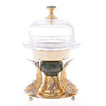 Икорница с декором "Три рыбки" с гравировкой и натуральным камнем Нефрит Decorative Cavair Dishes варинант исполнения - 7 | Loft Concept в Волгограде