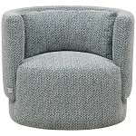 Дизайнерское мягкое кресло с круглой мягкой спинкой в голубой пестрой обивке Roux Round Armchair варинант исполнения - 3 | Loft Concept в Волгограде