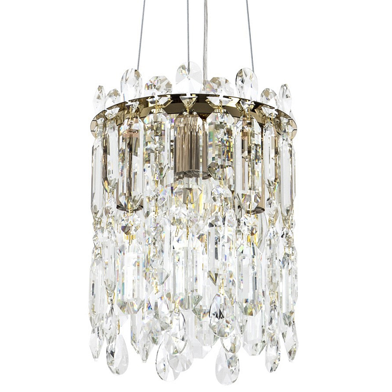 Подвесной светильник с хрустальными подвесками Roul Crystal Round Hanging Lamp Прозрачное Стекло Глянцевое золото Подвесной светильник с хрустальными подвесками Roul Crystal Round Hanging Lamp Прозрачное Стекло Глянцевое золото в Волгограде | Loft Concept