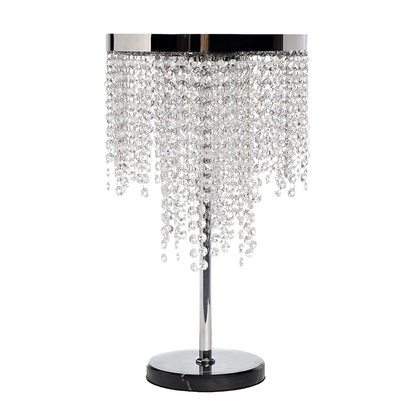 Лампа настольная Хром с каскадом сияющих кристаллов Shining Waterfall Хром Прозрачный в Волгограде | Loft Concept 