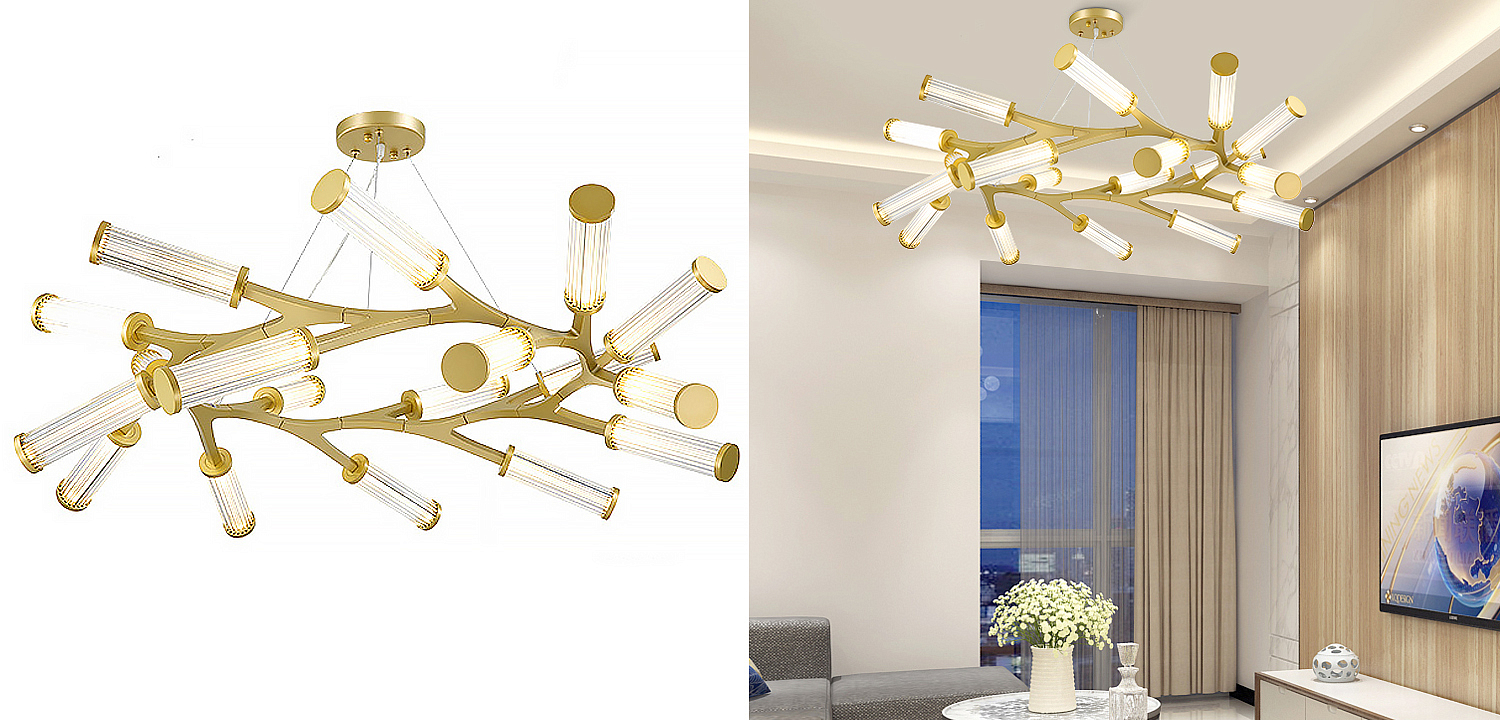 Люстра Cylinder Branches Chandelier Ring Gold Люстра Cylinder Branches Chandelier Ring Gold - Loft-Concept в Волгограде