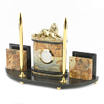 Настольный письменный набор из камня офиокальцит и бронзы с декором в виде льва Successful Leader варинант исполнения - 2 | Loft Concept в Волгограде