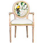 Стул с подлокотниками золотистый из бука с изображением птиц и цветов Blooming Birds 2 варинант исполнения - 1 | Loft Concept в Волгограде