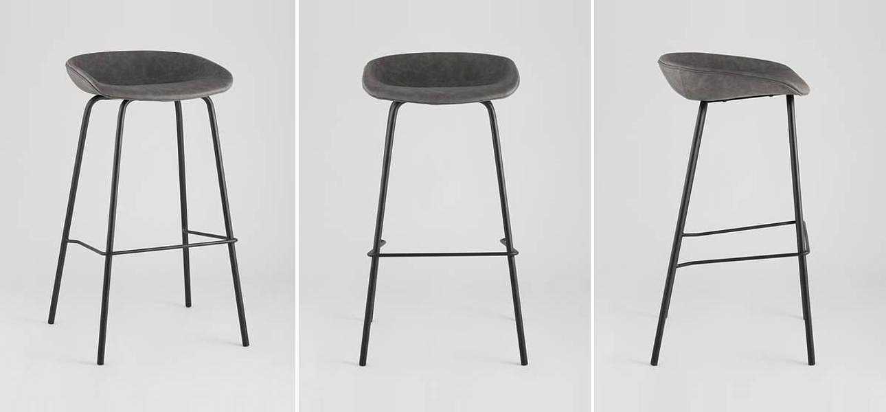 Стул Барный без Спинки Винтажная Серая Экокожа Vendramin Bar Chair Стул Барный без Спинки Винтажная Серая Экокожа Vendramin Bar Chair - Loft-Concept в Волгограде