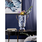 Ваза с бронзовыми ручками и синим цветочным узором Blue & White Ornament варинант исполнения - 8 | Loft Concept в Волгограде