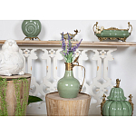 Кувшин зеленого цвета из фарфора с бронзовой крышкой и изогнутой ручкой Eden Garden porcelain and bronze варинант исполнения - 4 | Loft Concept в Волгограде