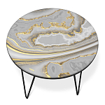 Стол журнальный c круглой столешницей из стекла серого цвета Gray and Gold Marble варинант исполнения - 2 | Loft Concept в Волгограде