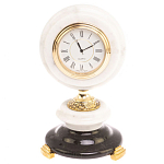 Часы настольные бронзовые из натуральных камней Мрамор и Змеевик Stone Clock варинант исполнения - 1 | Loft Concept в Волгограде