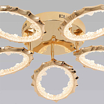 Потолочная люстра с 5-ю светодиодными лампами с золотистым каркасом Ring of Fire варинант исполнения - 2 | Loft Concept в Волгограде