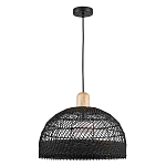 Подвесной светильник с округлым абажуром из черного ротанга Wicker Furniture варинант исполнения - 2 | Loft Concept в Волгограде
