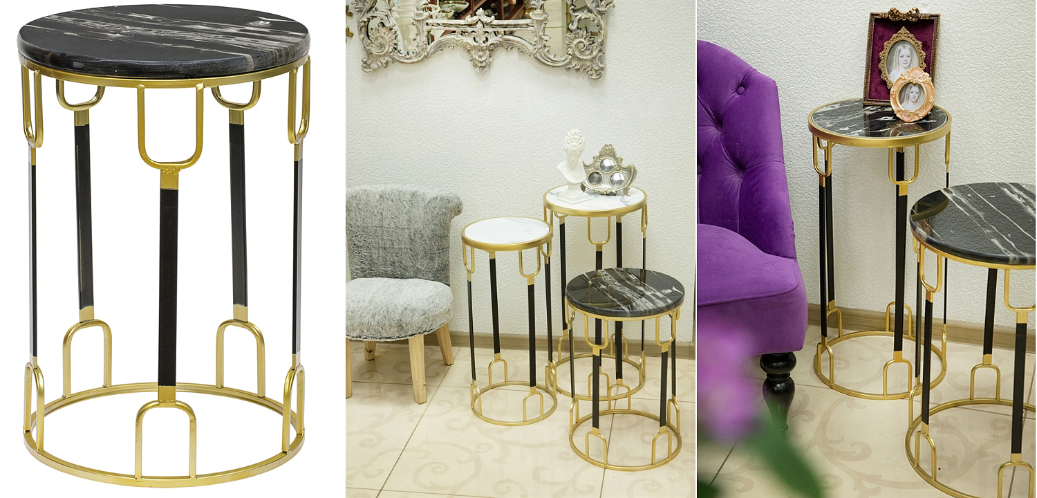 Приставной стол Dorius Side Table black marble high Приставной стол Dorius Side Table black marble high - Loft-Concept в Волгограде