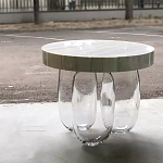 Дизайнерский журнальный стол на 3-х овальных прозрачных ножках Tukutic варинант исполнения - 2 | Loft Concept в Волгограде