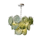 Люстра из зеленых стеклянных дисков с перламутровым эффектом Green Glowing Glaze варинант исполнения - 7 | Loft Concept в Волгограде