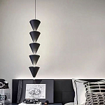 Подвесной светильник светодиодный в виде ряда черных металлических конусов  Herringbone варинант исполнения - 5 | Loft Concept в Волгограде